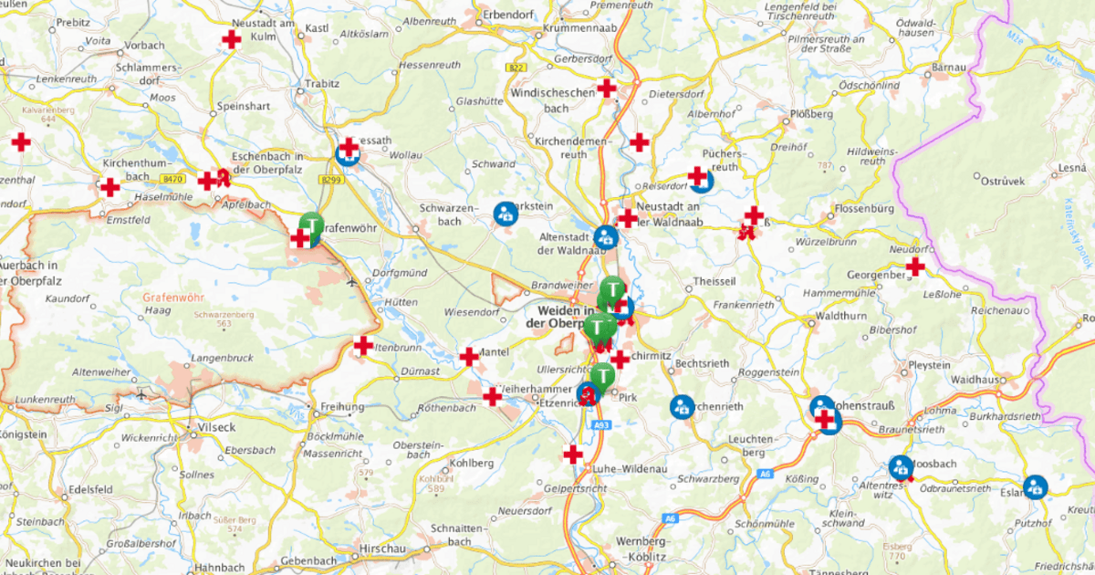 Neustadt an der Waldnaab Alle Schnelltestzentren auf einer Karte